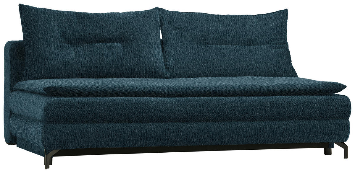 SCHLAFSOFA in Webstoff Blau  - Blau/Schwarz, MODERN, Textil/Metall (208/73/92/102cm) - Novel