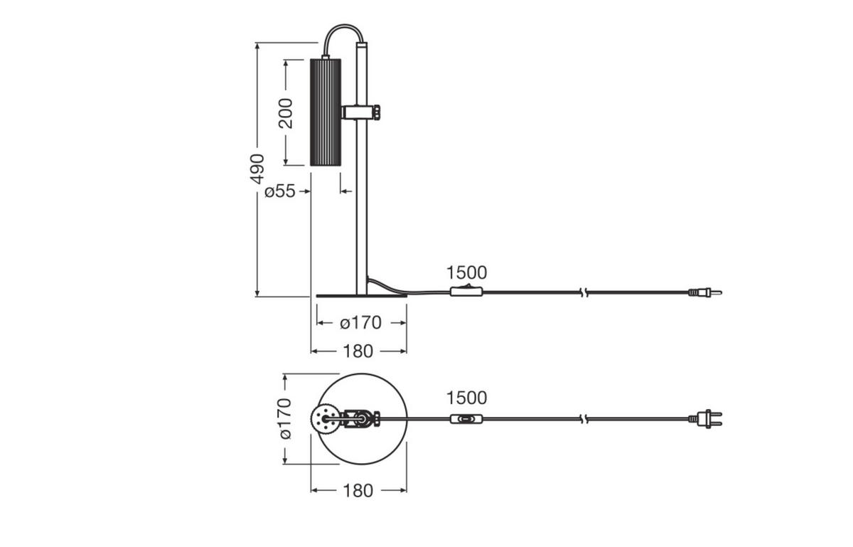 TISCHLEUCHTE 18/17/49 cm   - Design, Metall (18/17/49cm) - Osram