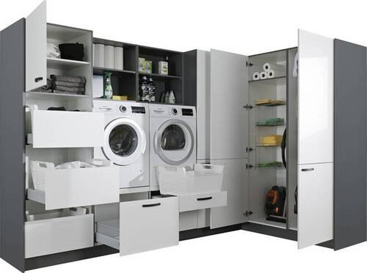 HAUSWIRTSCHAFTSRAUM  in Anthrazit, Weiß  - Anthrazit/Weiß, Basics, Holzwerkstoff (310/190cm) - Express
