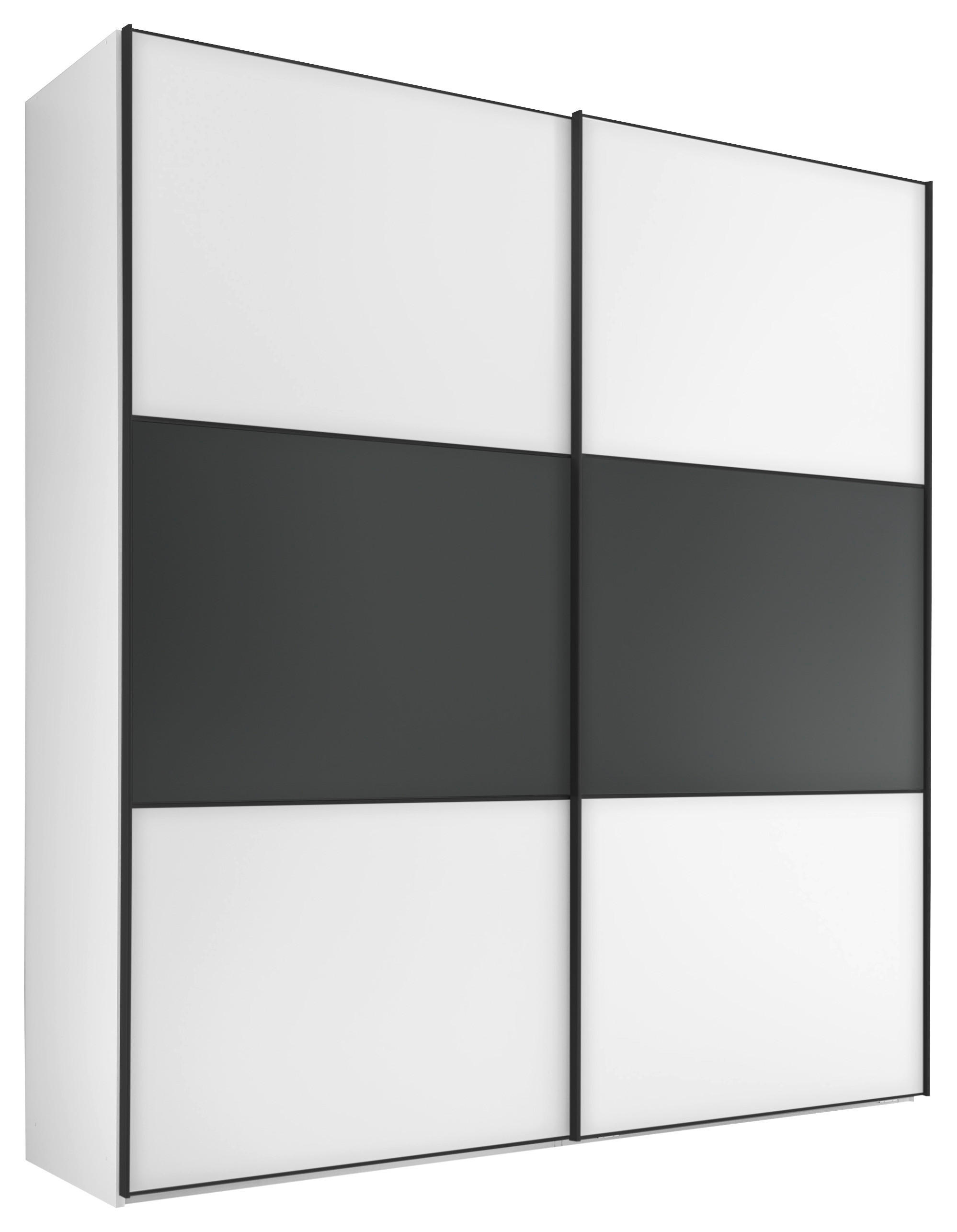 SCHWEBETÜRENSCHRANK 167/222/68 cm 2-türig Anthrazit, Weiß  - Anthrazit/Schwarz, Holzwerkstoff/Metall (167/222/68cm) - Moderano