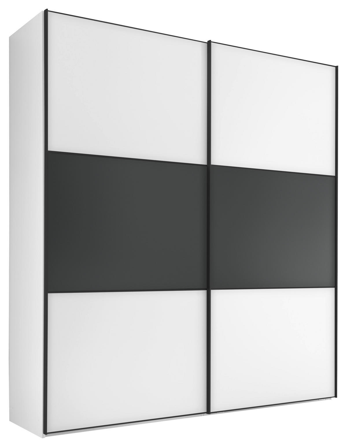 SCHWEBETÜRENSCHRANK  in Anthrazit, Weiß  - Anthrazit/Schwarz, Holzwerkstoff/Metall (200/222/68cm) - Moderano