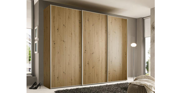 SCHWEBETÜRENSCHRANK 249/222/68 cm 3-türig  - Alufarben/Eiche Artisan, Design, Holzwerkstoff/Metall (249/222/68cm) - Moderano