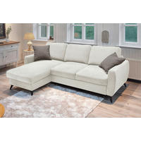 ECKSCHLAFSOFA JEFFREY Mikrovelours Creme  inkl. Rückenkissen, Stauraum, Zierkissen  - Taupe/Creme, KONVENTIONELL, Textil/Metall (230/150cm) - Livetastic