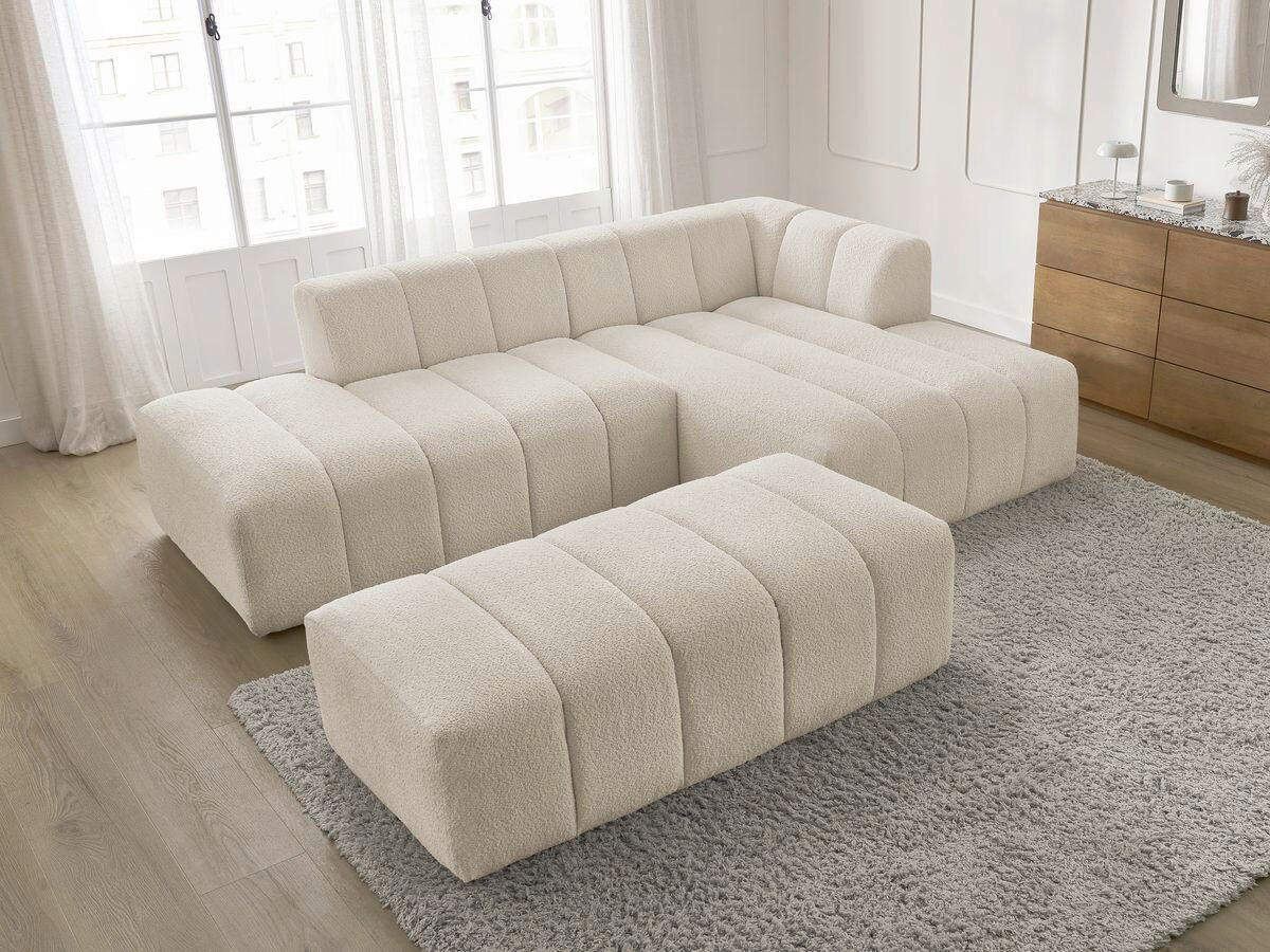 ECKSOFA  ANNECY Beige Bouclé  - Beige/Schwarz, MODERN, Kunststoff/Textil (262/170cm)