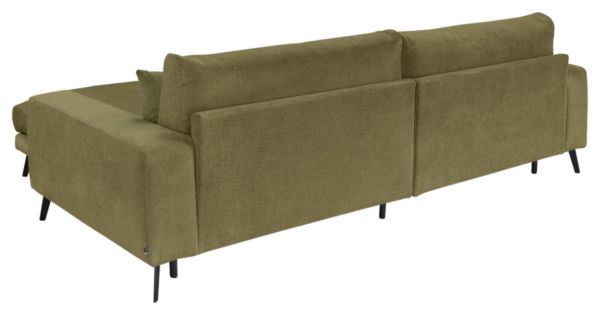 ECKSOFA Dunkelgrün Webstoff  - Dunkelgrün/Schwarz, KONVENTIONELL, Textil/Metall (269/195cm) - SetOne by Musterring