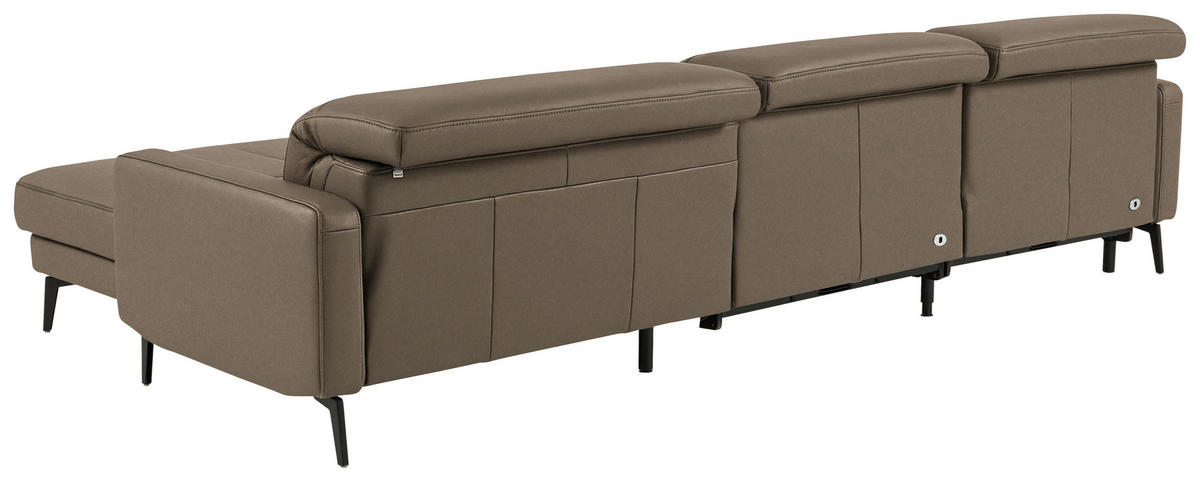 ECKSOFA  Echtleder Taupe  - Taupe/Schwarz, Design, Leder/Metall (323/179cm) - Dieter Knoll