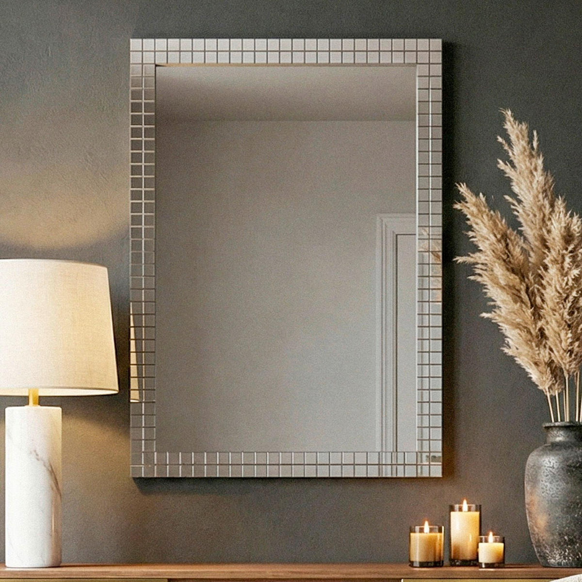 WANDSPIEGEL 60/90/2 cm    in rechteckig  - Schwarz, Design, Glas/Holzwerkstoff (60/90/2cm) - Livetastic