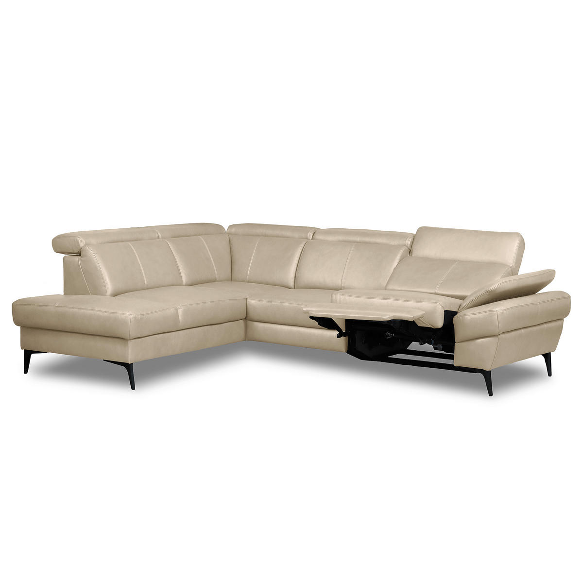 ECKSOFA  in Lederlook Echtleder Grau  211/264 cm  - Schwarz/Grau, Design, Leder/Textil (211/264cm) - Livetastic