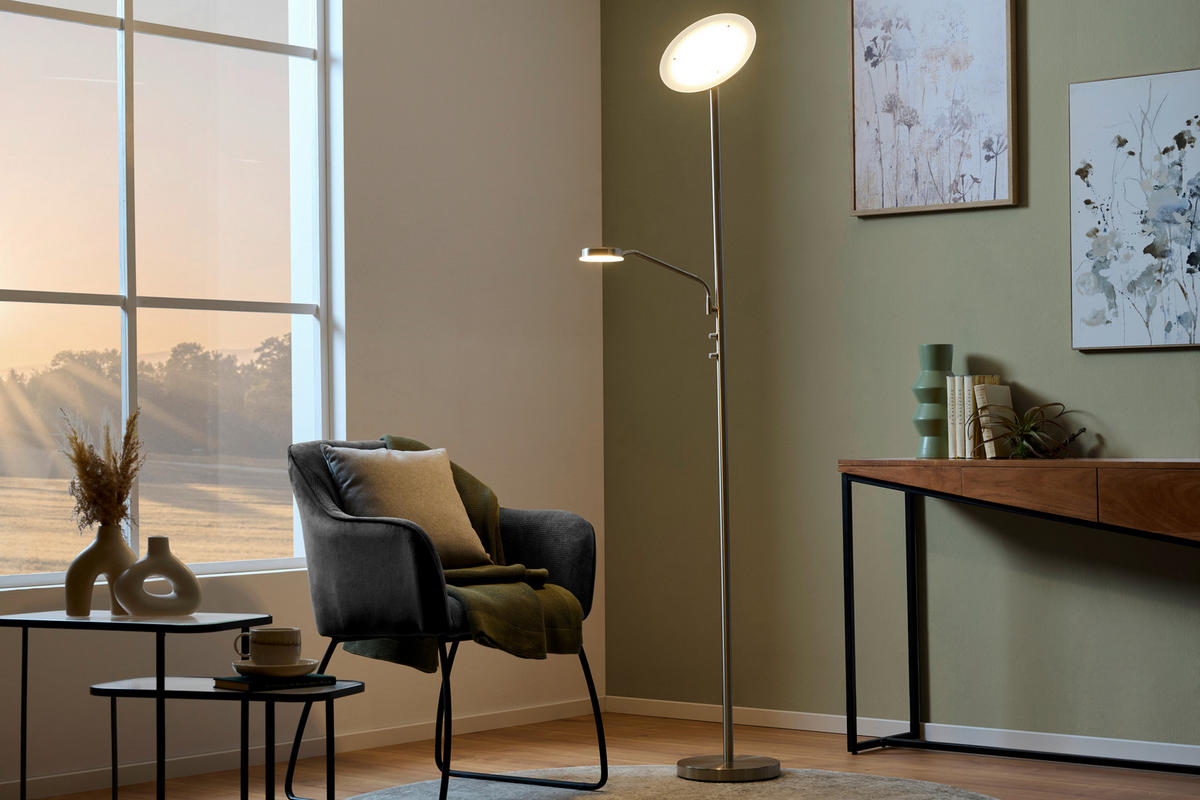 Lampadar Cu Led 26/180 cm    - culoare nichel, Basics, plastic/sticlă (26/180cm) - Novel