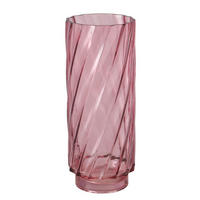 VÁZA, sklo, 30 cm - růžová, Basics, sklo (12/12/30cm)
