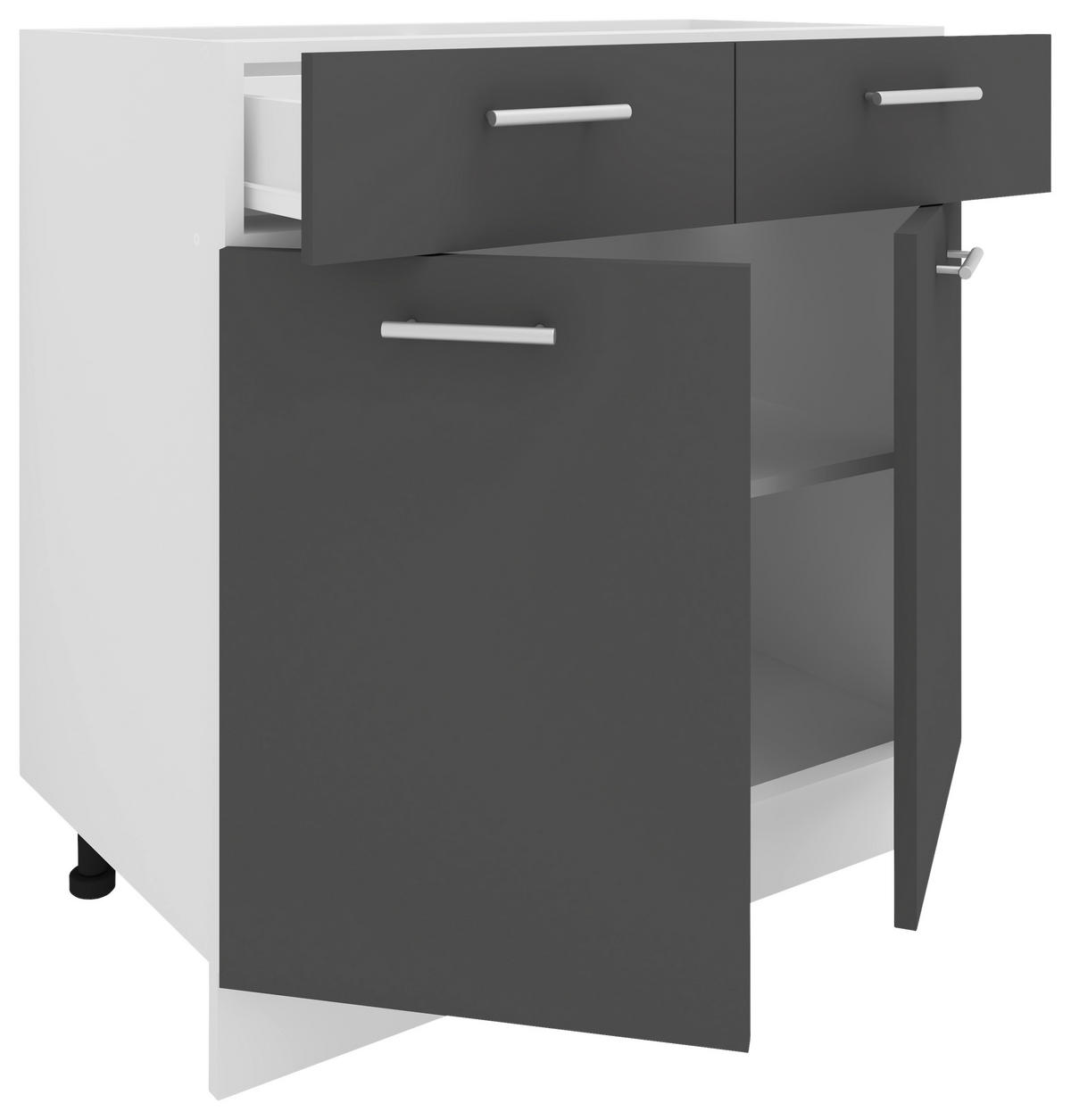 KÜCHENUNTERSCHRANK 80/82/46 cm  in Anthrazit, Weiß  - Anthrazit/Alufarben, KONVENTIONELL, Holzwerkstoff/Metall (80/82/46cm) - MID.YOU