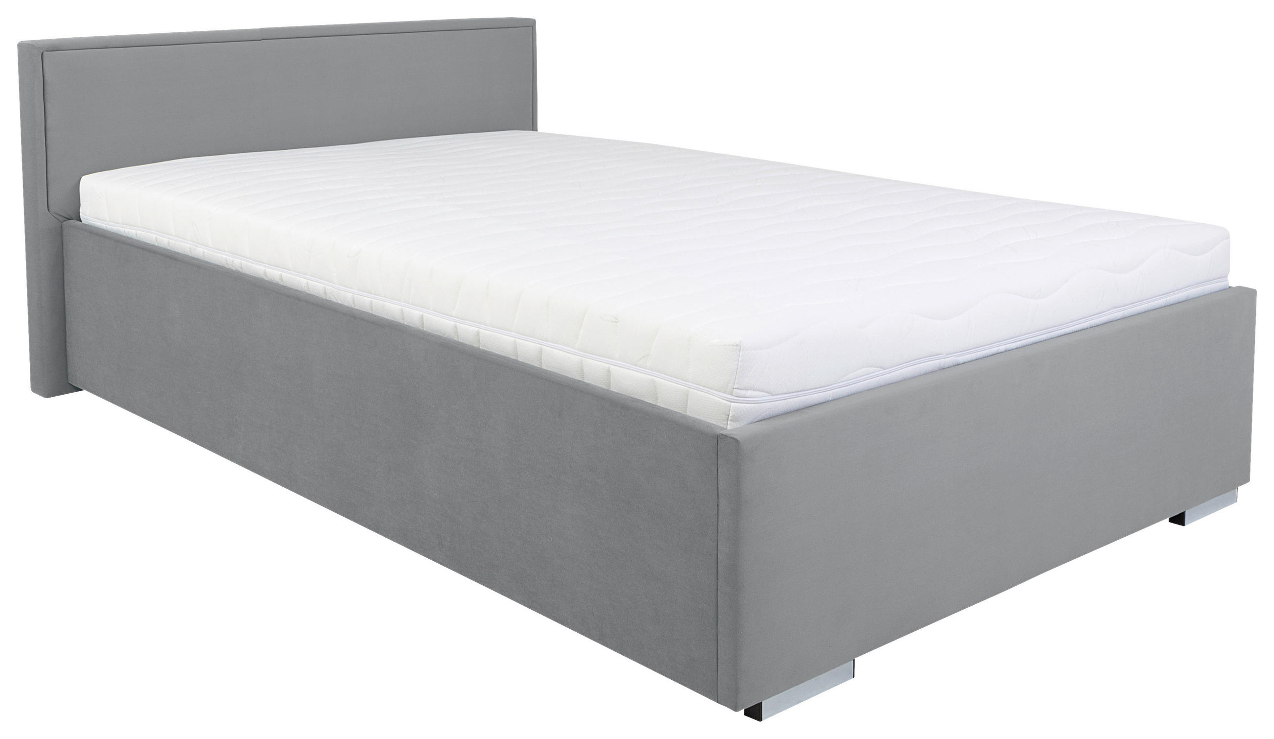 ČALÚNENÁ POSTEĽ, 120/200 cm, sivá - sivá/chrómová, Modern, kov/drevo (120/200cm) - MID.YOU