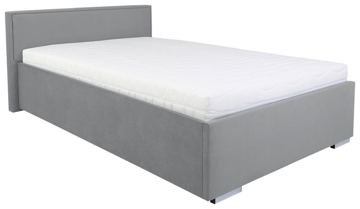 KÁRPITOZOTT ÁGY 120/200 cm  szürke  - króm/szürke, Modern, textil/fa (120/200cm) - MID.YOU