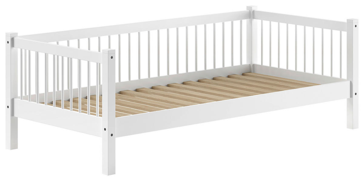 BETT 90/200 cm  in Weiß  - Naturfarben/Weiß, MODERN, Holz (90/200cm) - MID.YOU