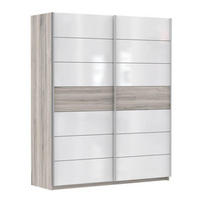 SCHWEBETÜRENSCHRANK 2-türig Eichefarben, Weiß Hochglanz  - Weiß Hochglanz/Eichefarben, Basics, Holzwerkstoff/Metall (170,3/209,7/61,2cm) - Carryhome
