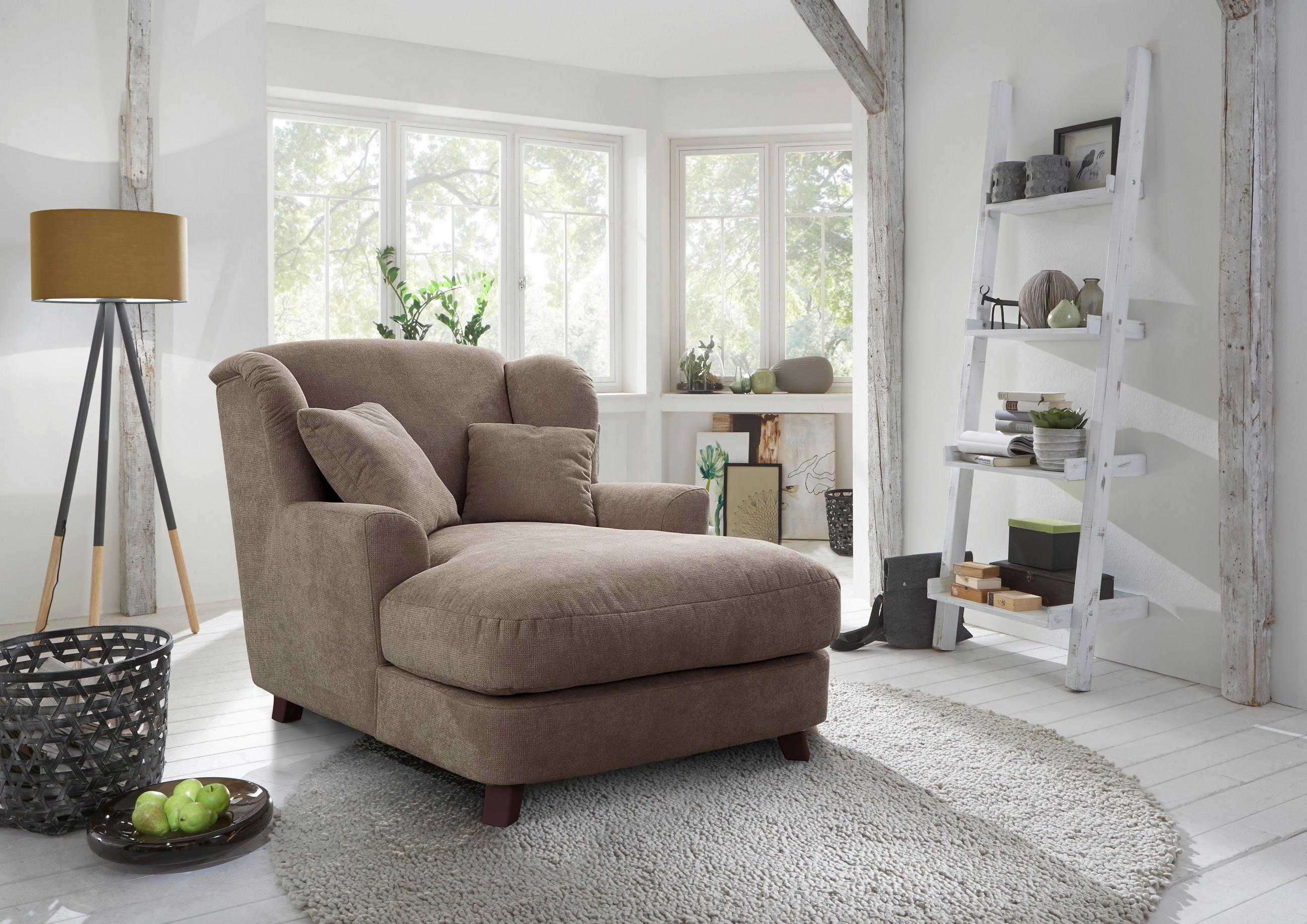 XXL-SESSEL in Taupe  - Taupe/Dunkelbraun, Modern, Holzwerkstoff/Textil (109/104/145cm) - Sit & More