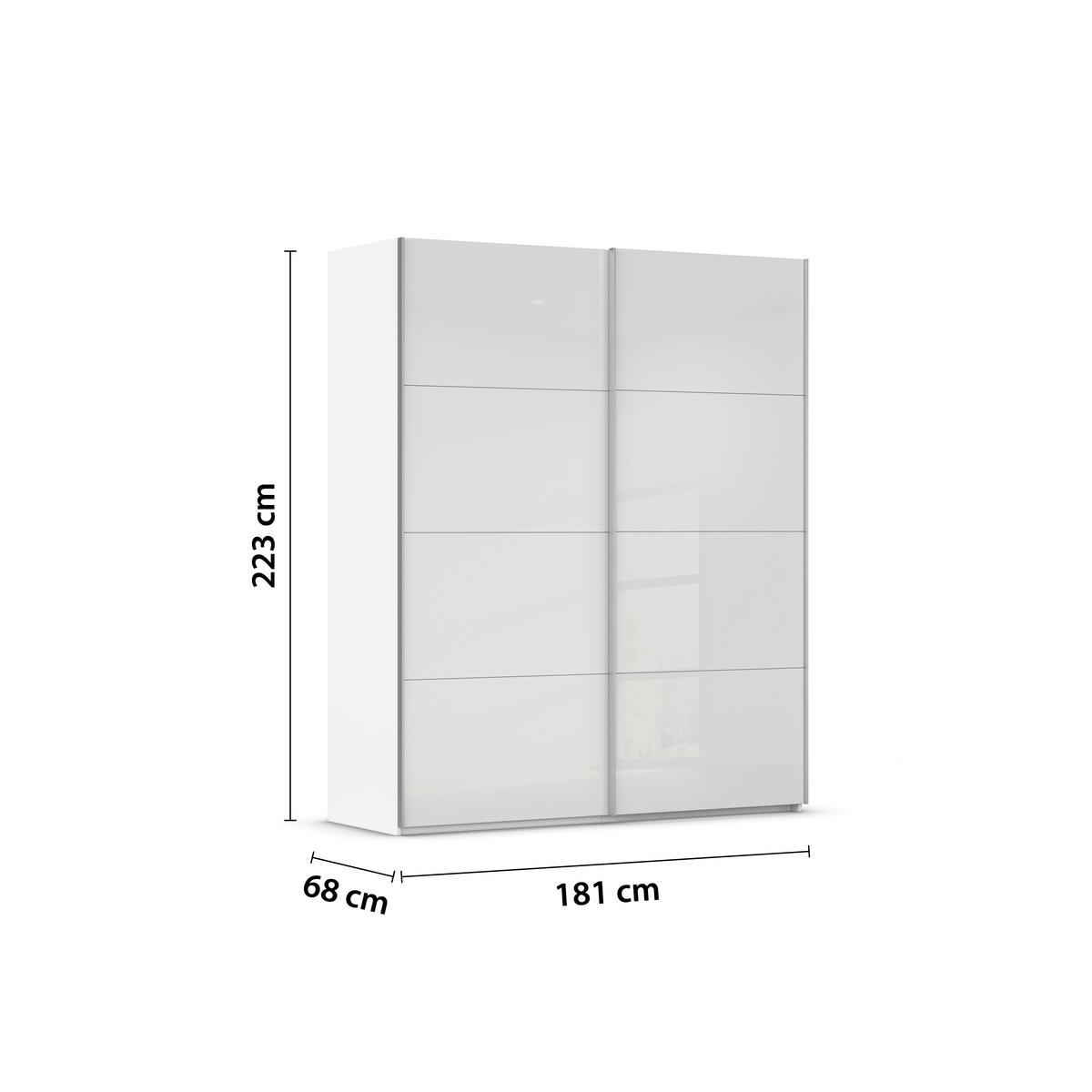 SCHWEBETÜRENSCHRANK 181/223/68 cm 2-türig Weiß  - Alufarben/Weiß, Design, Glas/Holzwerkstoff (181/223/68cm) - Xora