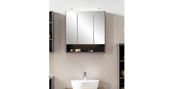 SPIEGELSCHRANK 60/64/20 cm  - Alufarben/Graphitfarben, Natur, Glas/Holzwerkstoff (60/64/20cm) - Xora