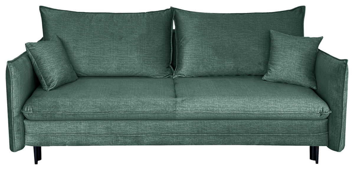 SCHLAFSOFA  mit Liegefunktion Flachgewebe Mintgrün  - Schwarz/Mintgrün, Design, Holz/Kunststoff (216/96/102cm) - MID.YOU
