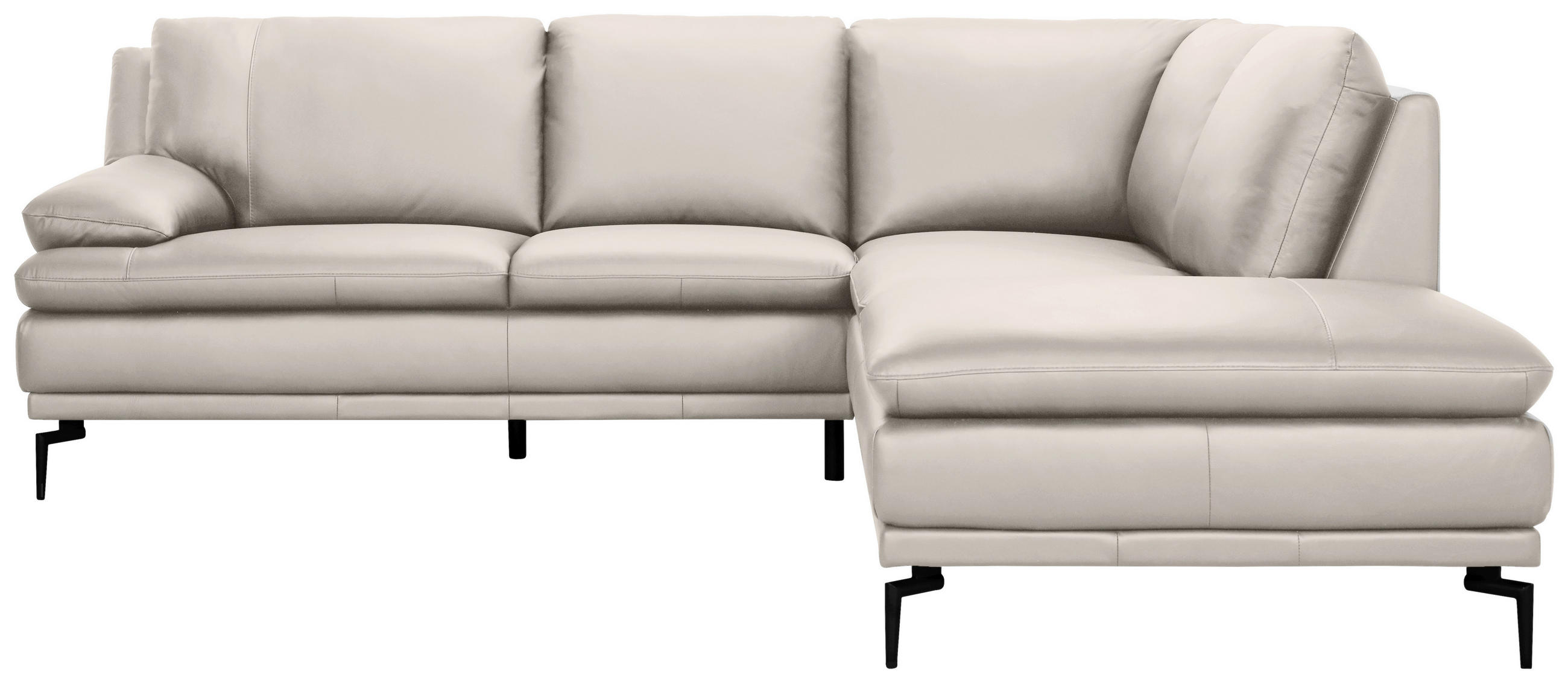 ECKSOFA Weiß Echtleder  - Schwarz/Weiß, Design, Leder (248/221cm) - MID.YOU