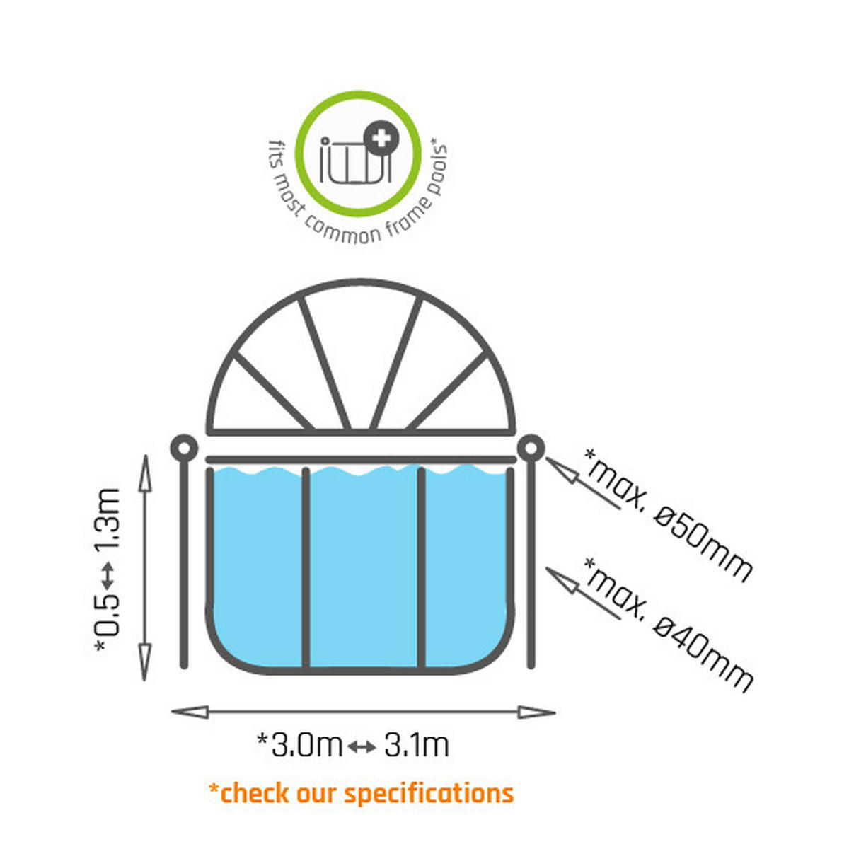 POOLTAK - transparent, Klassisk, metall/plast (320/175cm) - EXIT Toys