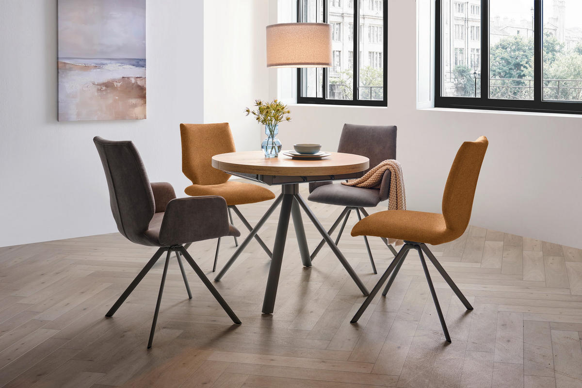 STUHL  Lederauswahl, Stoffauswahl, Typenauswahl Mikrofaser  - Anthrazit/Senfgelb, Design, Textil/Metall (50/92/63cm) - Venjakob