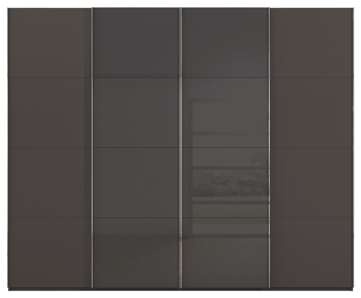 SCHWEBETÜRENSCHRANK 271/235/68 cm 4-türig Graphitfarben, Dunkelgrau  - Chromfarben/Dunkelgrau, KONVENTIONELL, Glas/Holzwerkstoff (271/235/68cm) - Novel