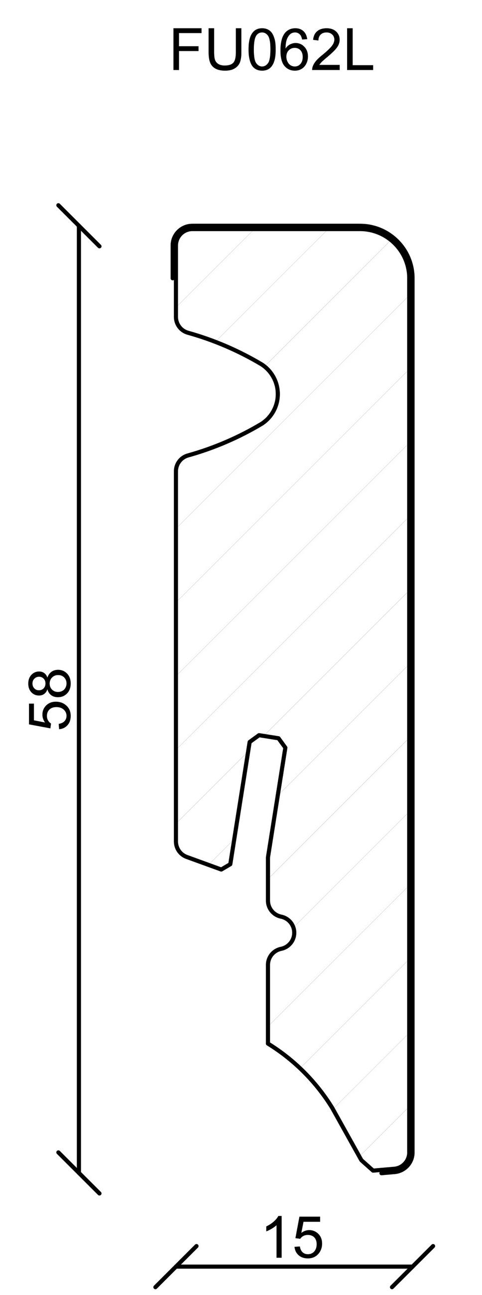 PODSTAVCOVÁ LIŠTA  (za kus)  barvy dubu - barvy dubu, Basics, kompozitní dřevo (1,5/5,8/240cm) - Homeware
