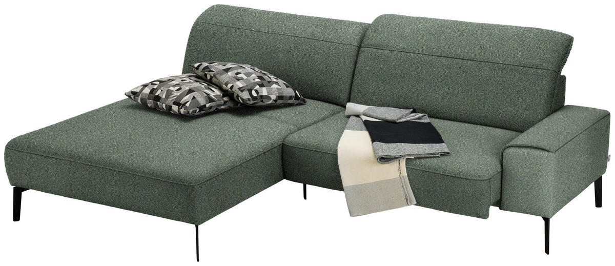 ECKSOFA in Mikrofaser Dunkelgrün  - Dunkelgrün/Schwarz, Design, Textil/Metall (203/266cm) - Johann Jakob