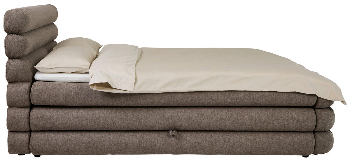 BOXSPRINGBETT 160/200 cm,  in Braun, Bettkasten, Topper, Matratzen, H3 = fest  - Schwarz/Braun, Design, Kunststoff/Textil (160/200cm) - Tom Tailor