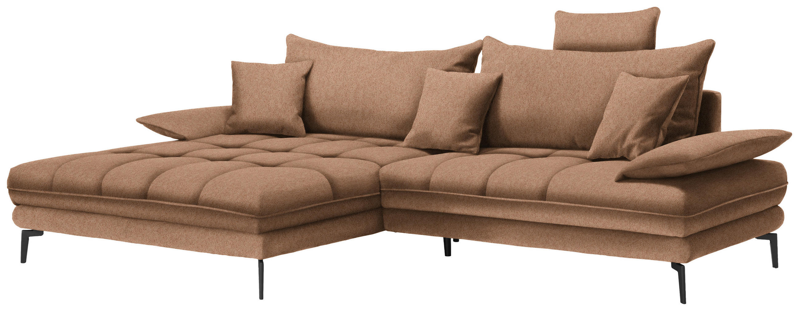 ECKSOFA Rostfarben Webstoff  - Rostfarben/Schwarz, MODERN, Textil/Metall (173/297cm) - MID.YOU