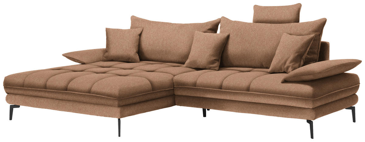 ECKSOFA in Webstoff Rostfarben  176/292 cm  - Rostfarben/Schwarz, MODERN, Textil/Metall (176/292cm) - Carryhome