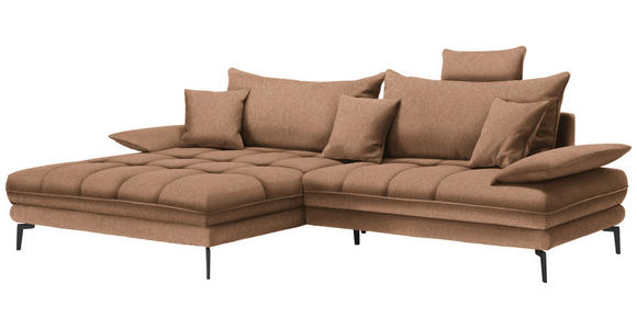 ECKSOFA in Webstoff Rostfarben 176/292 cm - Rostfarben/Schwarz, MODERN, Textil/Metall (176/292cm) - Carryhome