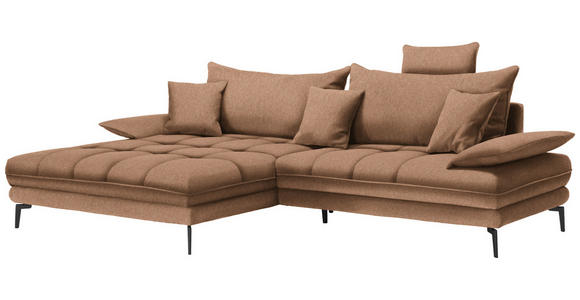 ECKSOFA in Webstoff Rostfarben  - Rostfarben/Schwarz, MODERN, Textil/Metall (173/297cm) - Carryhome