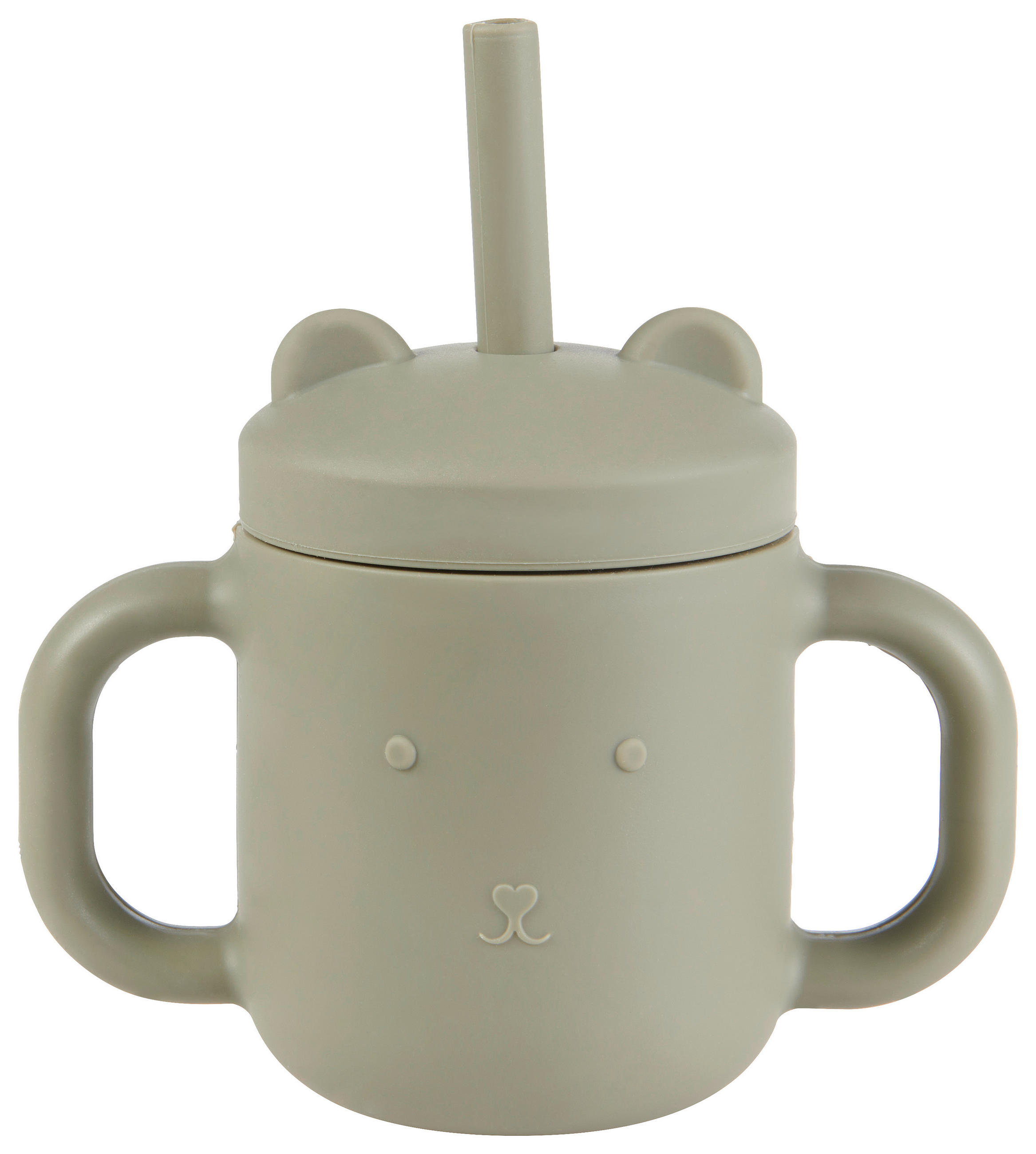 NÁPOJOVÝ KELÍMEK S BRČKEM - olivově zelená, Natur, plast (6,5/13cm) - Jimmylee