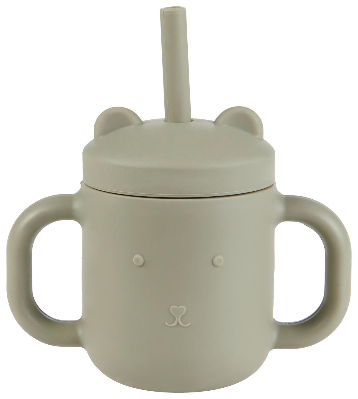 NÁPOJOVÝ KELÍMEK S BRČKEM - olivově zelená, Natur, plast (6,5/13cm) - Jimmylee