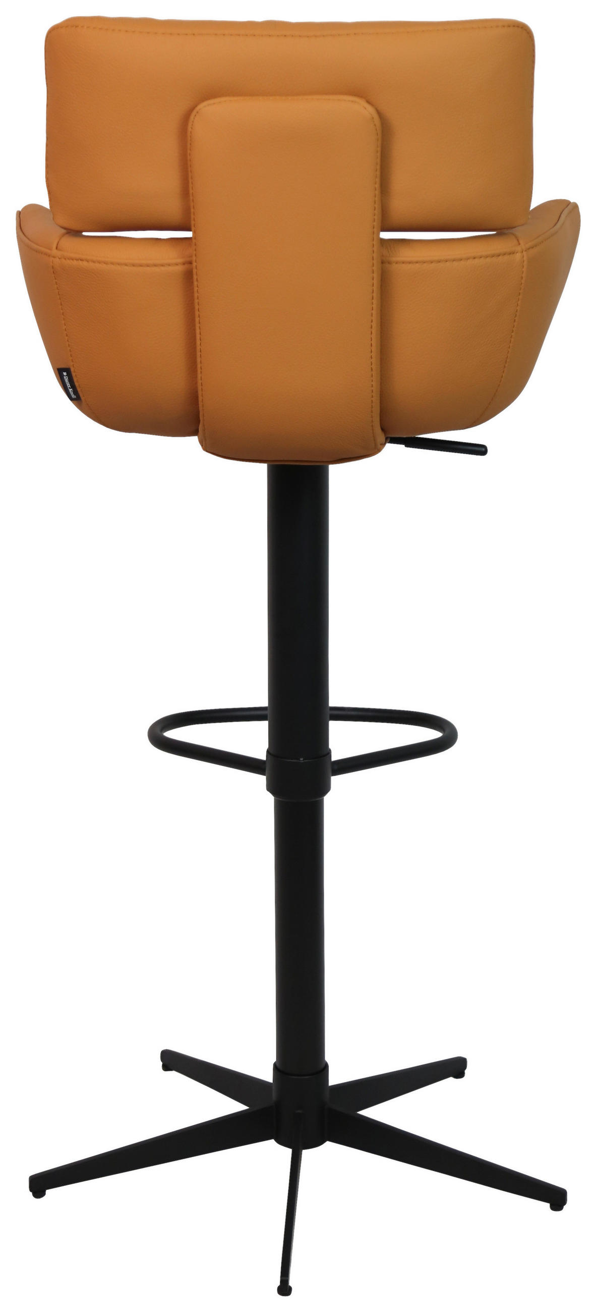 BARHOCKER Echtleder Schwarz, Cognac Eisen Sitzfläche 360° drehbar, Lederauswahl  - Cognac/Schwarz, Design, Leder/Metall (54/99-116.5/52cm) - Dieter Knoll