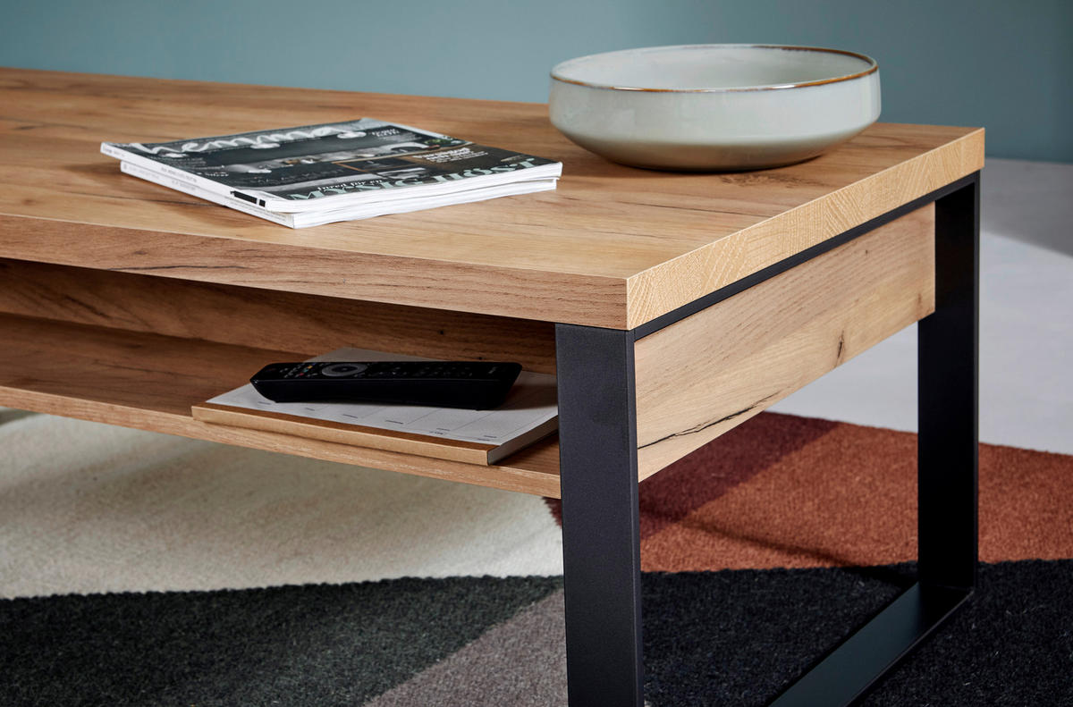 COUCHTISCH in Metall, Holzwerkstoff 118/59/40 cm  - Eichefarben/Anthrazit, Design, Holzwerkstoff/Metall (118/59/40cm)