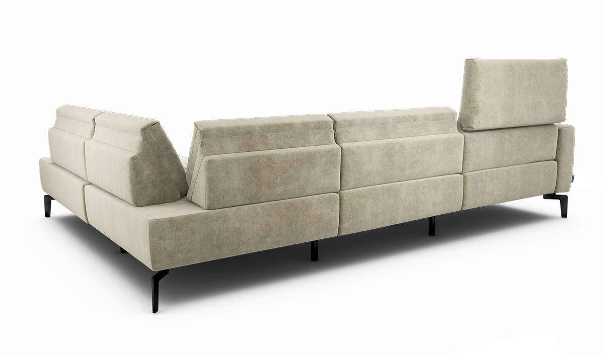 ECKSOFA Cosy Naturfarben Samt  - Schwarz/Naturfarben, Design, Textil/Metall (296/213cm) - SENSOO