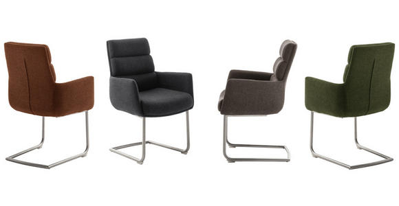 ARMLEHNSTUHL in Edelstahl Webstoff - Edelstahlfarben/Cappuccino, Design, Textil/Metall (61/90/64cm) - Dieter Knoll