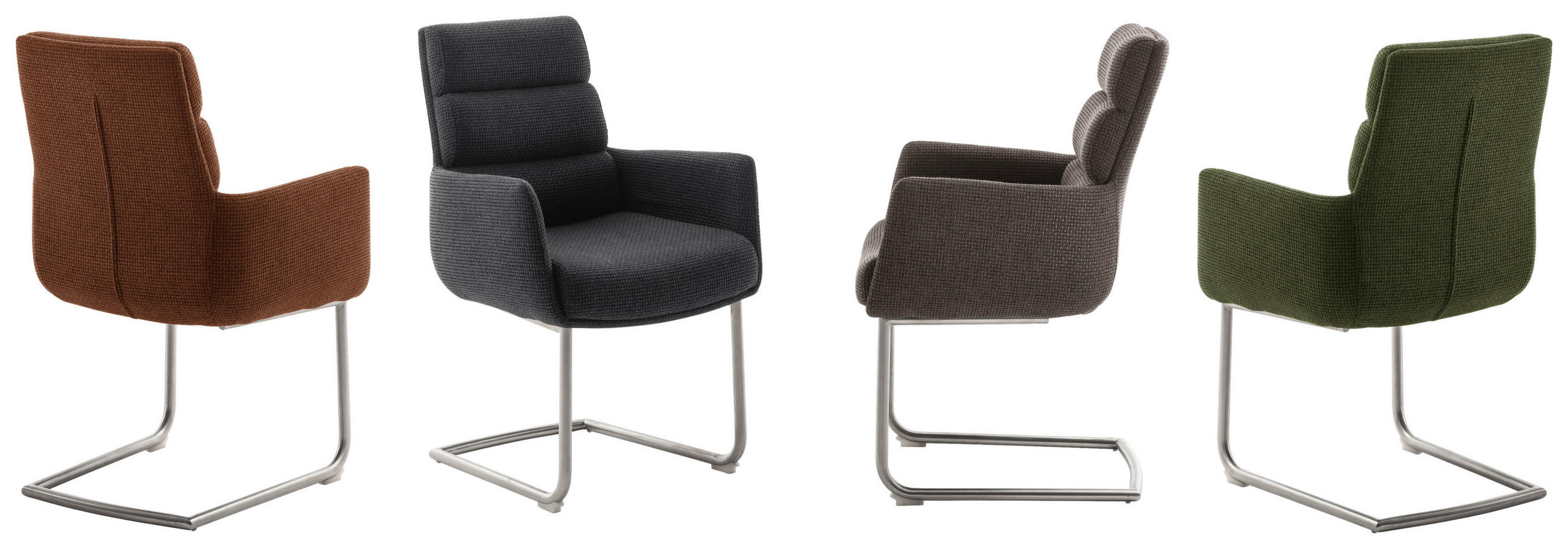 ARMLEHNSTUHL  in Edelstahl Webstoff  - Edelstahlfarben/Cappuccino, Design, Textil/Metall (61/90/64cm) - Dieter Knoll