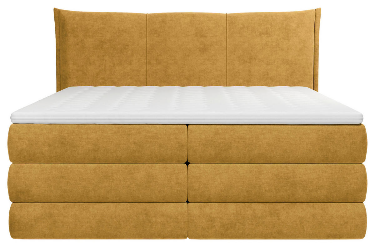 BOXSPRINGBETT 140/200 cm  Currygelb  - Currygelb/Schwarz, Modern, Holz/Holzwerkstoff (140/200cm) - MID.YOU