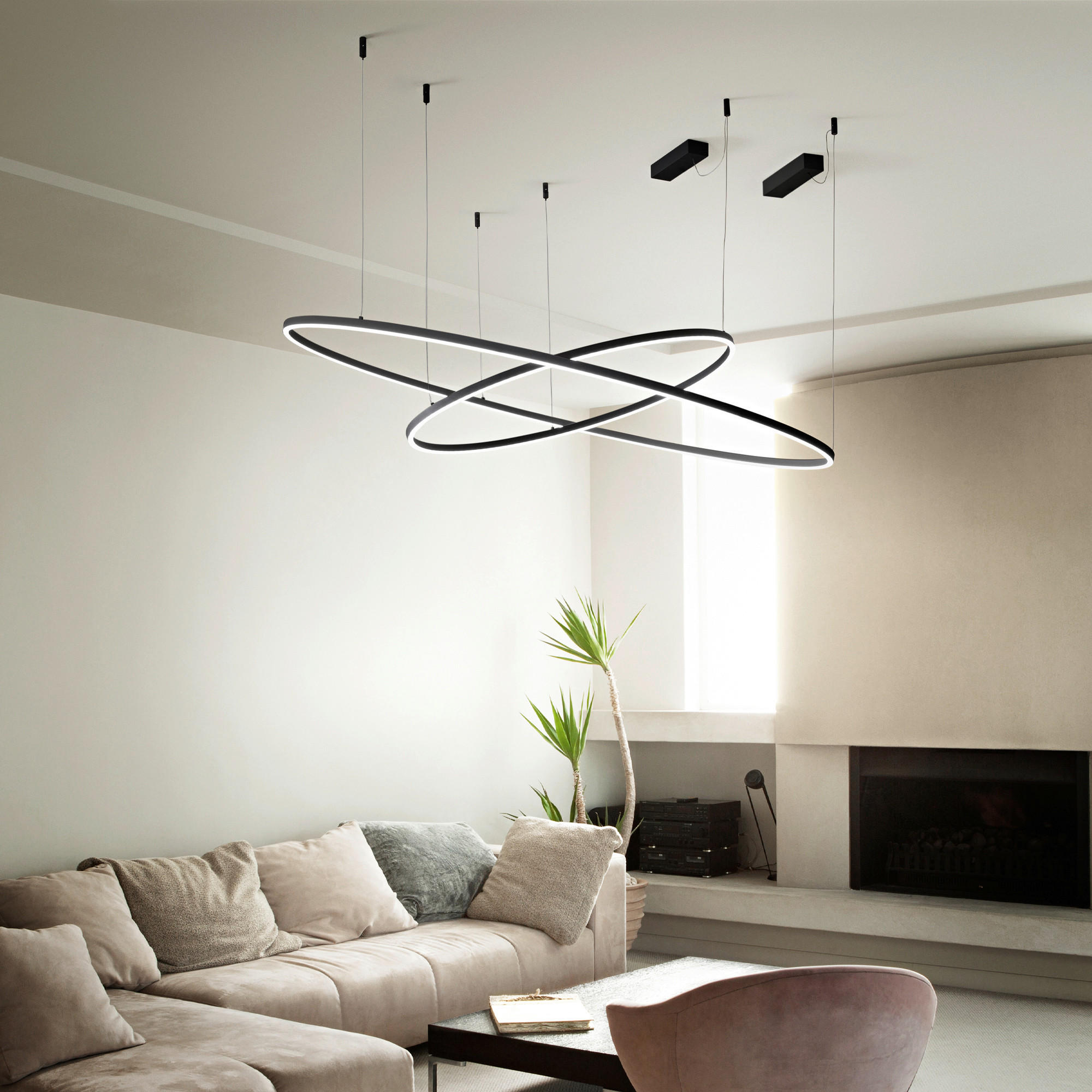 LED-HÄNGELEUCHTE 150/27,5/202,5 cm  - Schwarz, Design, Kunststoff/Metall (150/27,5/202,5cm) - Ideal Lux