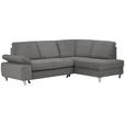 ECKSOFA in Flachgewebe Grau  - Silberfarben/Grau, KONVENTIONELL, Holz/Textil (255/186cm) - Cantus