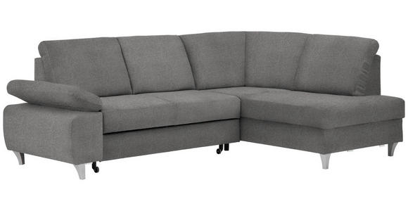 ECKSOFA in Flachgewebe Grau  - Silberfarben/Grau, KONVENTIONELL, Holz/Textil (255/186cm) - Cantus