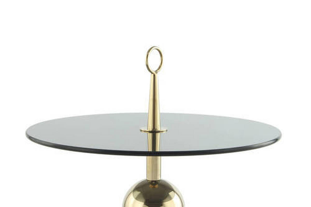 BEISTELLTISCH in Metall, Glas 46/46/52 cm  - Goldfarben/Grau, Modern, Glas/Metall (46/46/52cm) - Kayoom