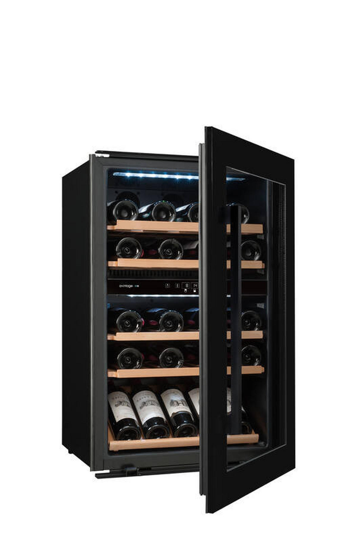 WEINKÜHLSCHRANK AVI88G2  - Schwarz, Basics, Glas/Holz (59,2/88,4/55,6cm)