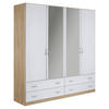 DREHTÜRENSCHRANK in Weiss, Sonoma Eiche  - Weiss/Silberfarben, Konventionell, Glas/Holzwerkstoff (181/197/54cm) - Boxxx