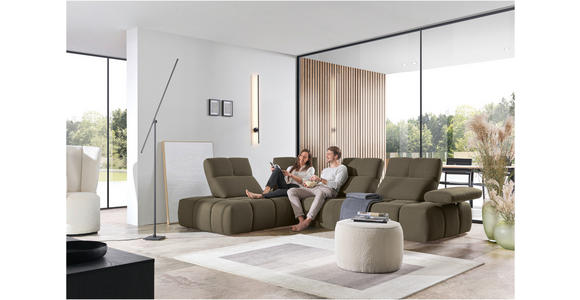 ECKSOFA in Struktur Graubraun  233/313 cm  - Graubraun/Schwarz, Design, Kunststoff/Textil (233/313cm) - Emilio Belluti