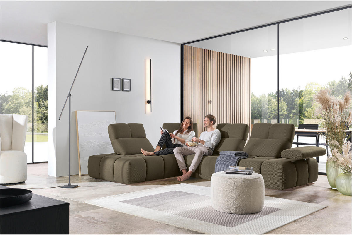 ECKSOFA in Struktur Graubraun  233/313 cm  - Graubraun/Schwarz, Design, Kunststoff/Textil (233/313cm) - Emilio Belluti